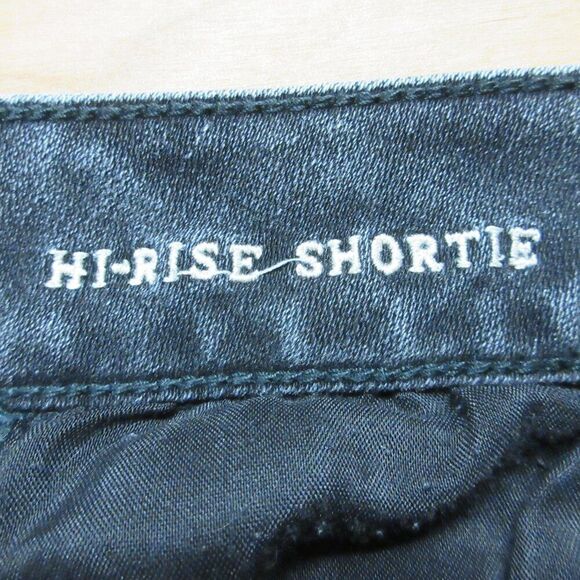 AMERICAN EAGLE Hi-Rise Shortie Womens Size 0 Black Lace Ripped Denim Jean Shorts - Picture 6 of 14